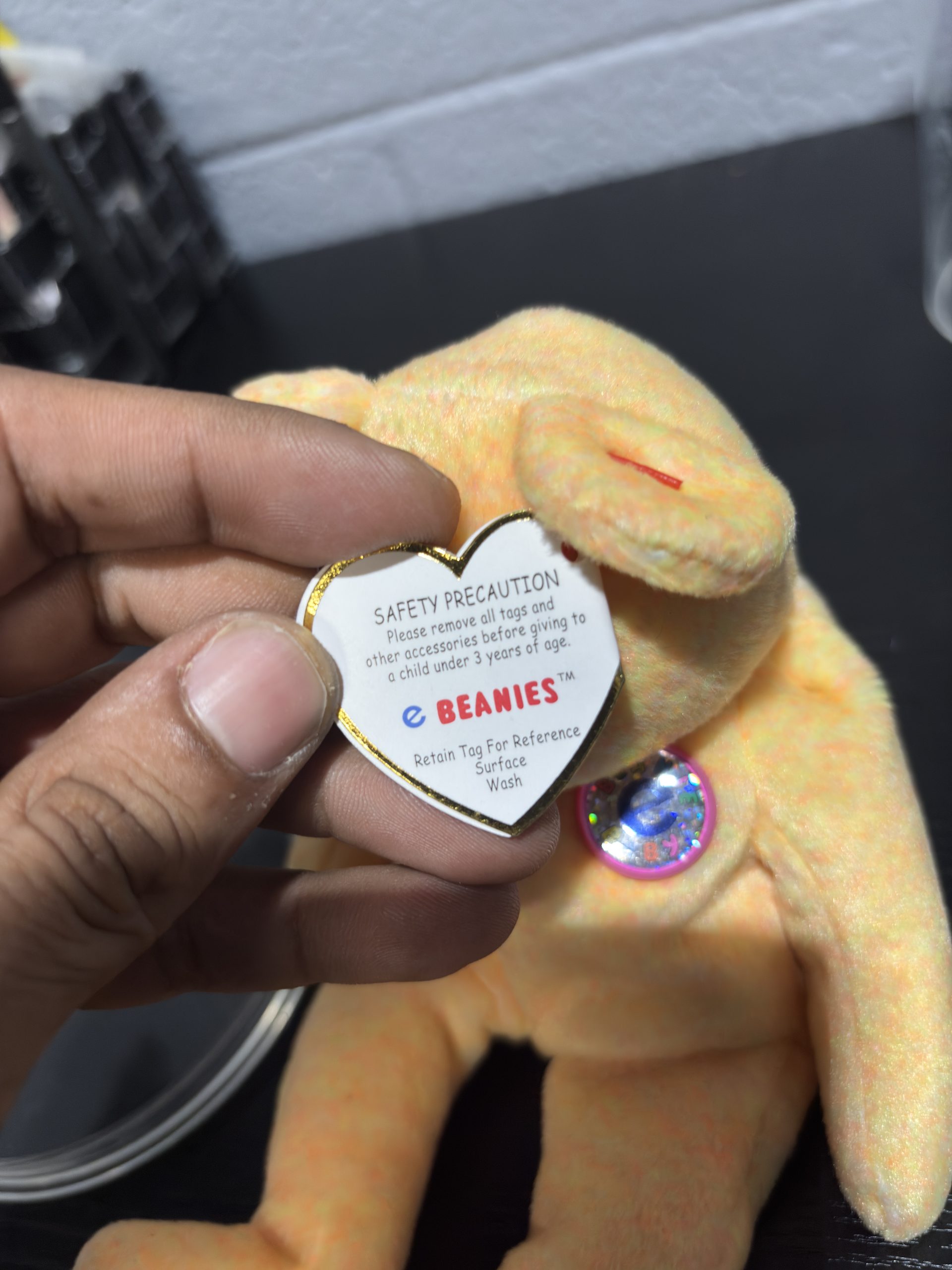 Vintage Ty Beanie Baby "Sunny" The Bear (2000) with Warm Yellow Tie-Dye Fur & Emblem - Image 4