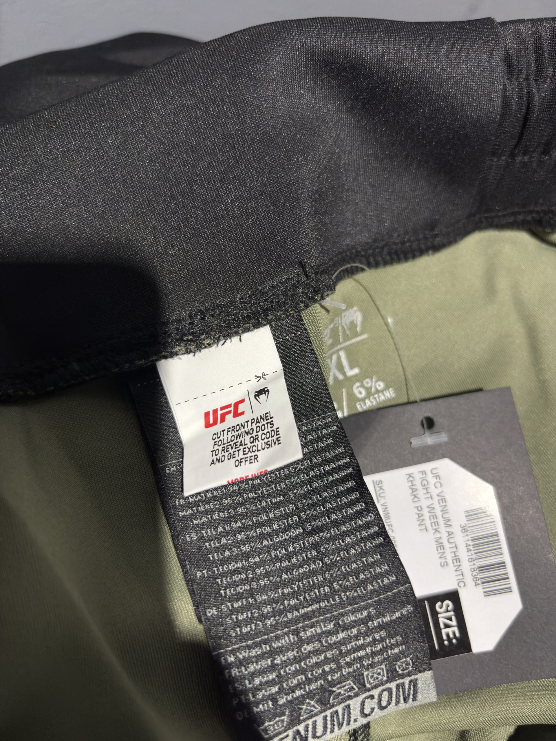 UFC Venum Authentic Fight Week Men's Pants - Khaki/Black (Size XL) - Image 7