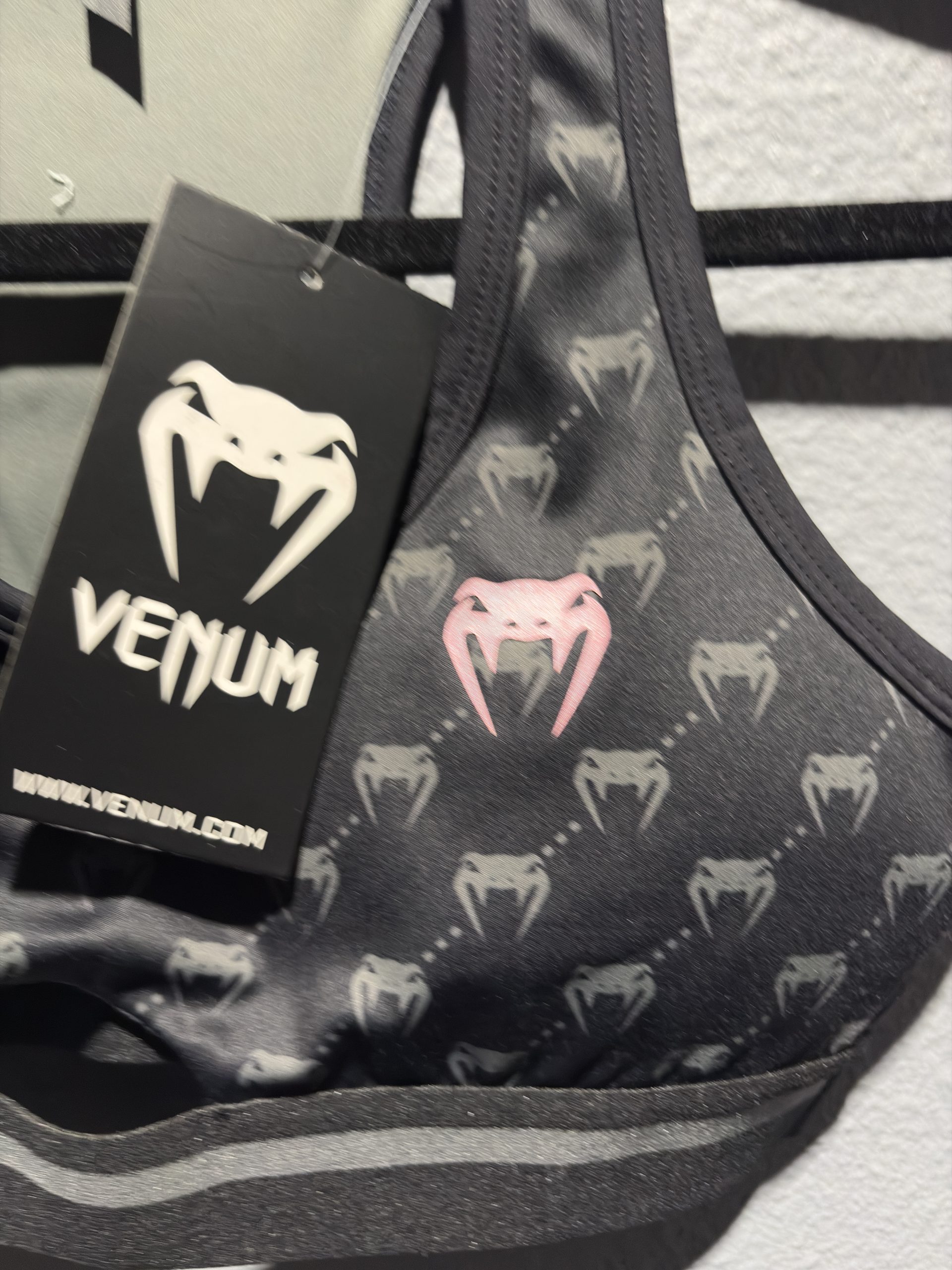 Venum Monogram Sports Bra - Black/Pink Gold (Size XS) - Image 2