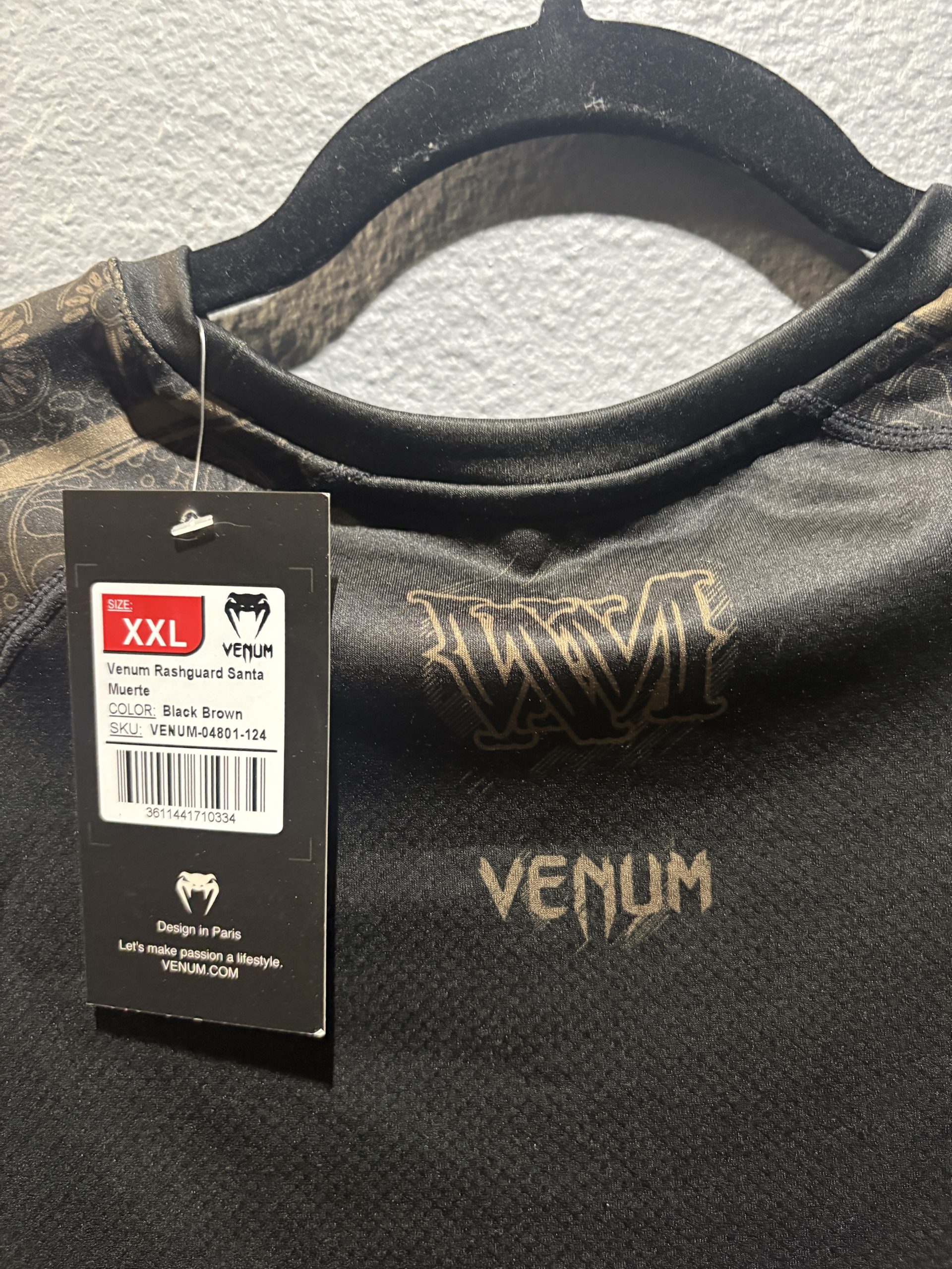 Venum Santa Muerte Rashguard - Black/Brown (Size 2XL) - Image 6