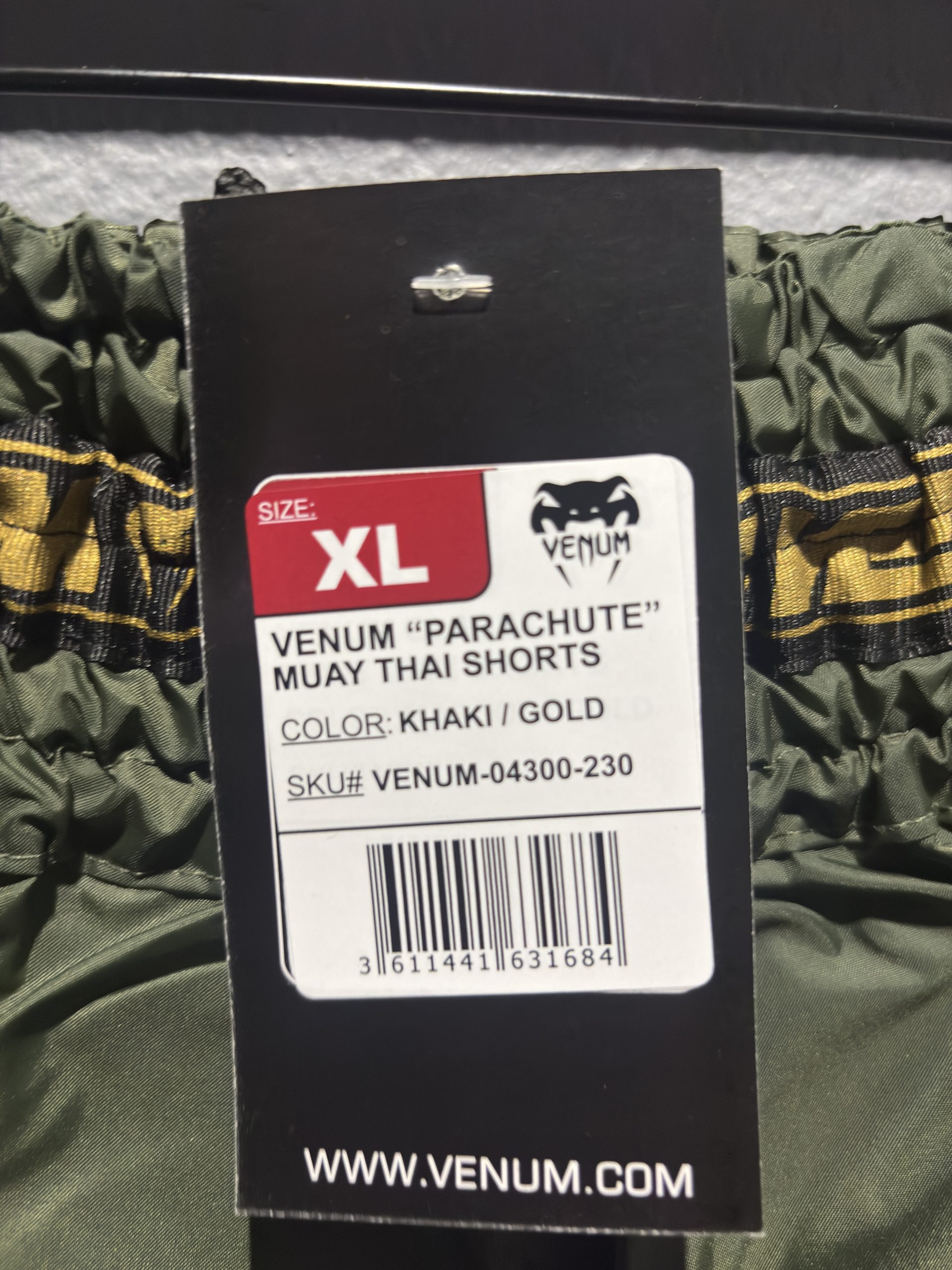 Venum "Parachute" Muay Thai Shorts - Khaki/Gold (Size XL) - Image 2