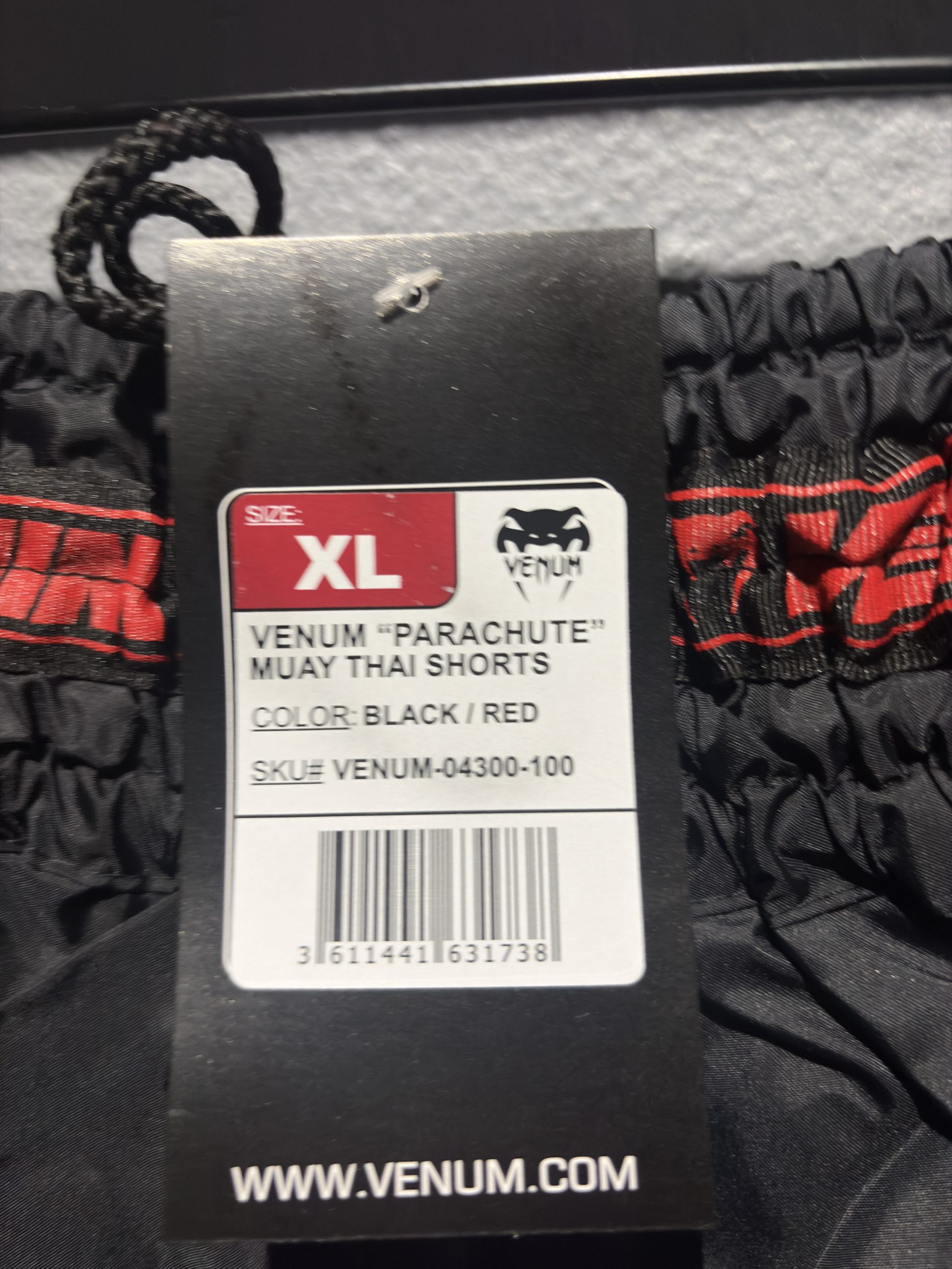 Venum "Parachute" Muay Thai Shorts - Black/Red (Size XL) - Image 3