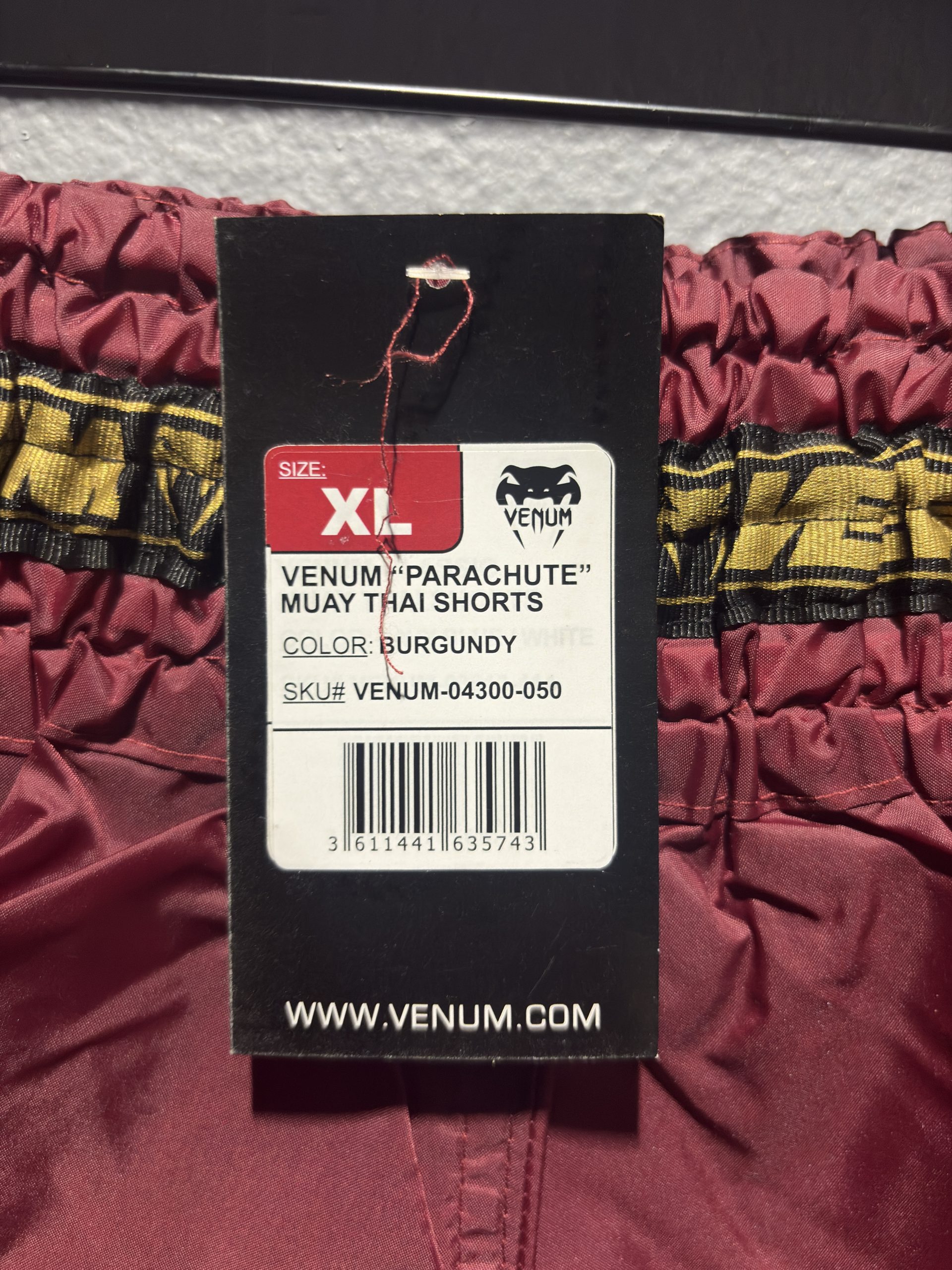 Venum "Parachute" Muay Thai Shorts - Burgundy (Size XL) - Image 3