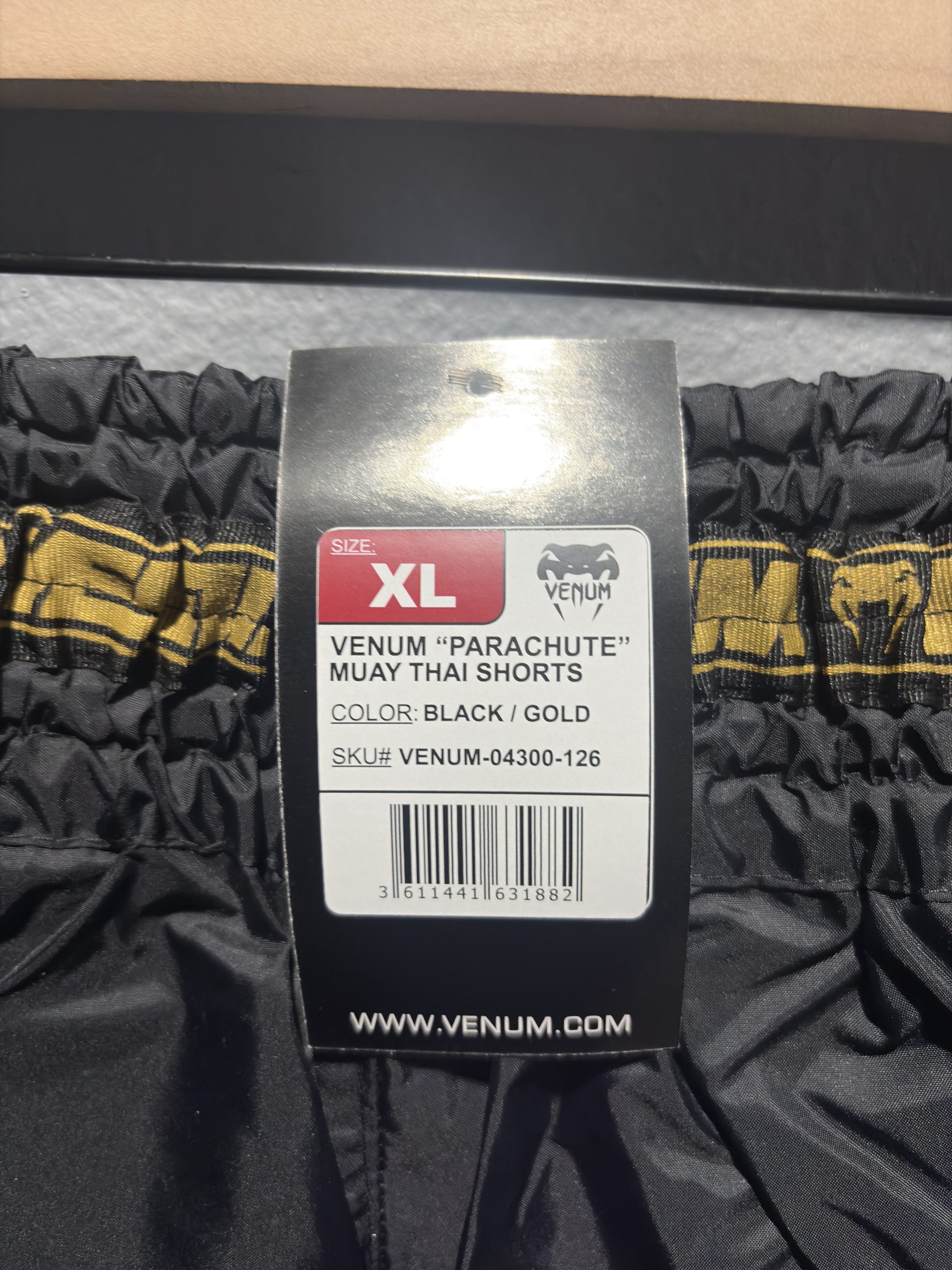 Venum "Parachute" Muay Thai Shorts - Black/Gold (Size XL) - Image 3