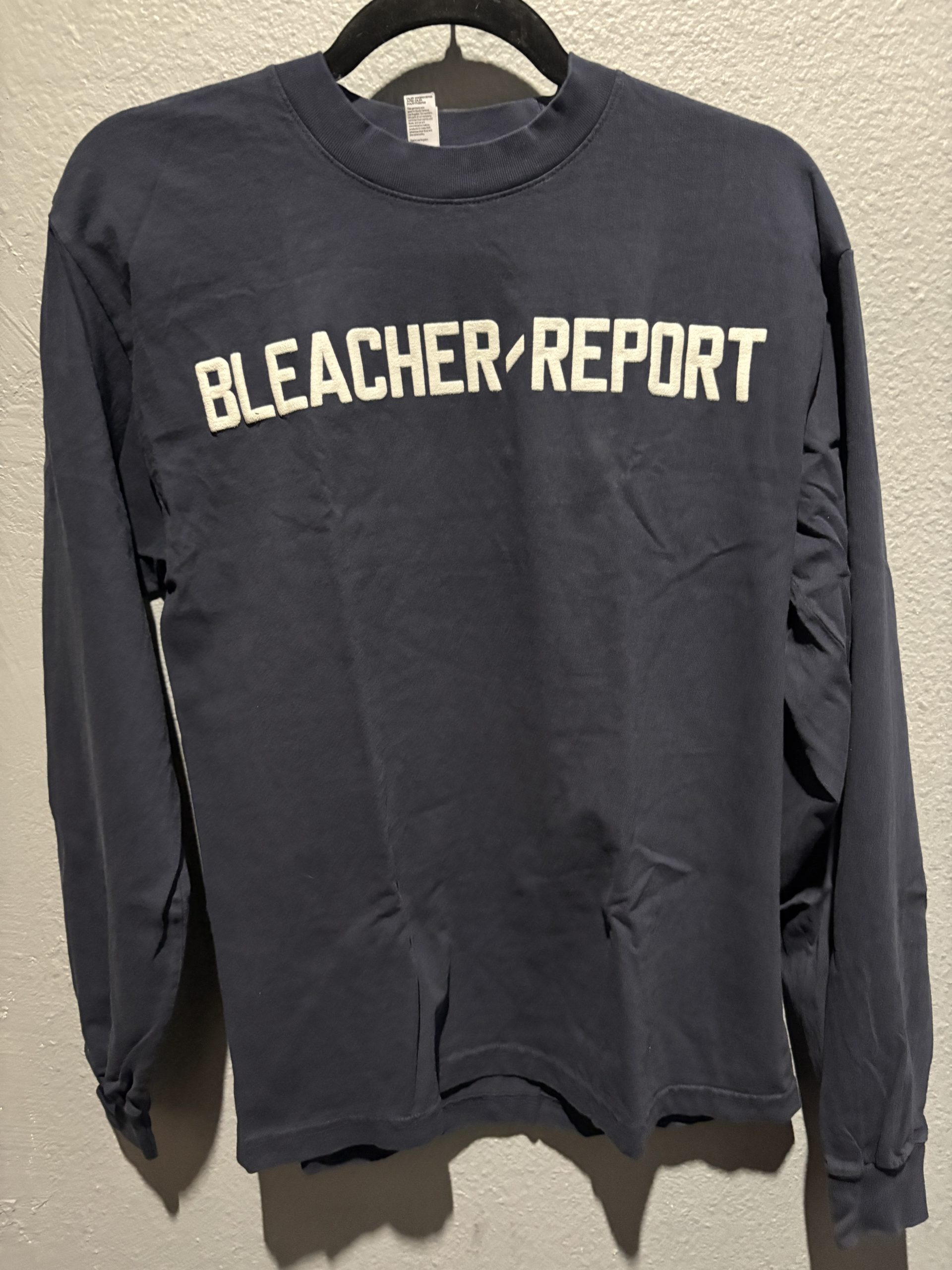 Los Angeles Apparel x Bleacher Report Embroidered Long Sleeve T-Shirt - Navy Blue (Size S) - Image 2
