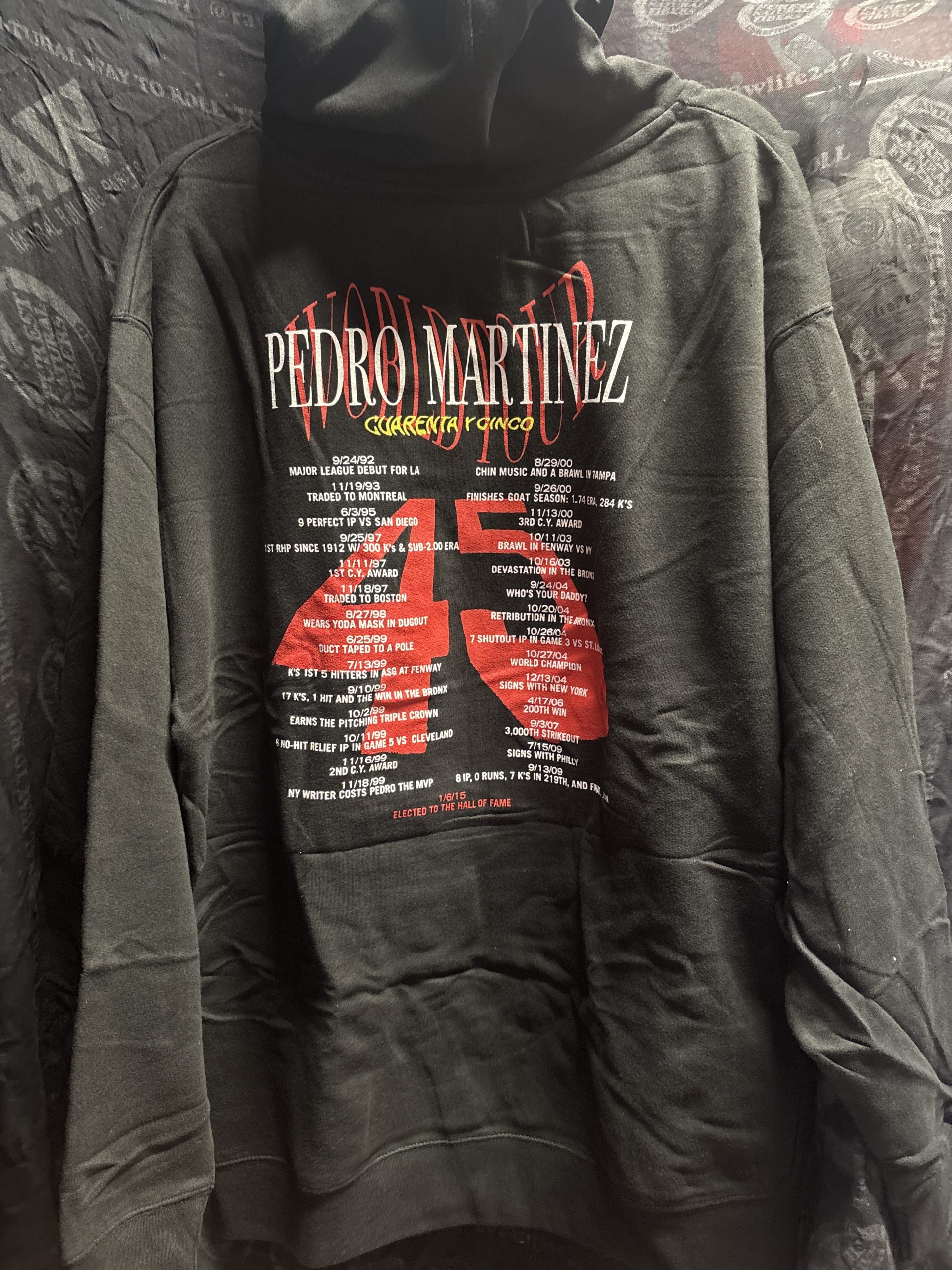 Bleacher Report x Pedro Martinez "World Tour" Graphic Hoodie - Black (Size L) - Image 4