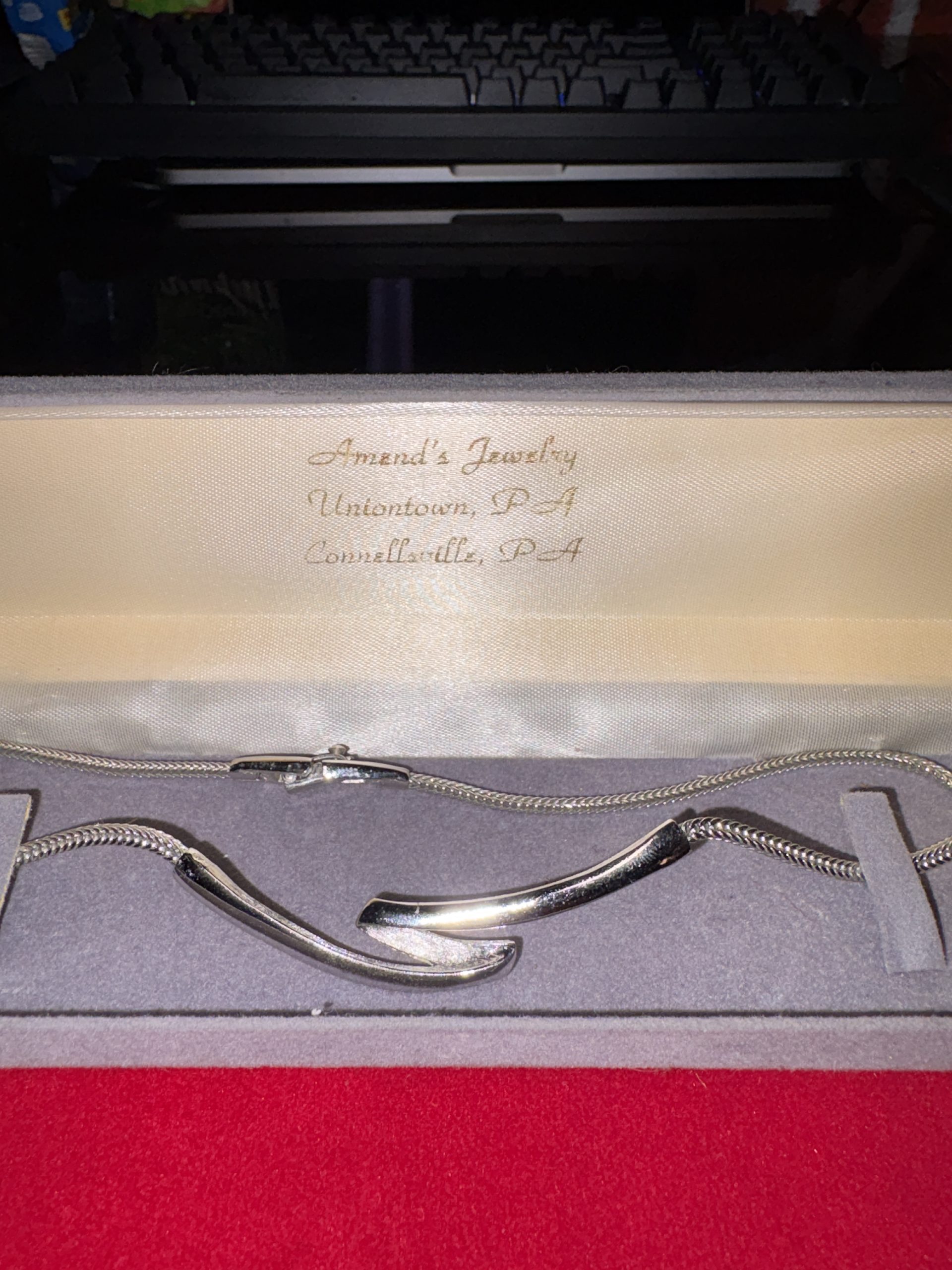 Vintage Sterling Silver / Silver-Tone Articulated Abstract Wave Link Necklace from Amend's Jewelry - Image 2