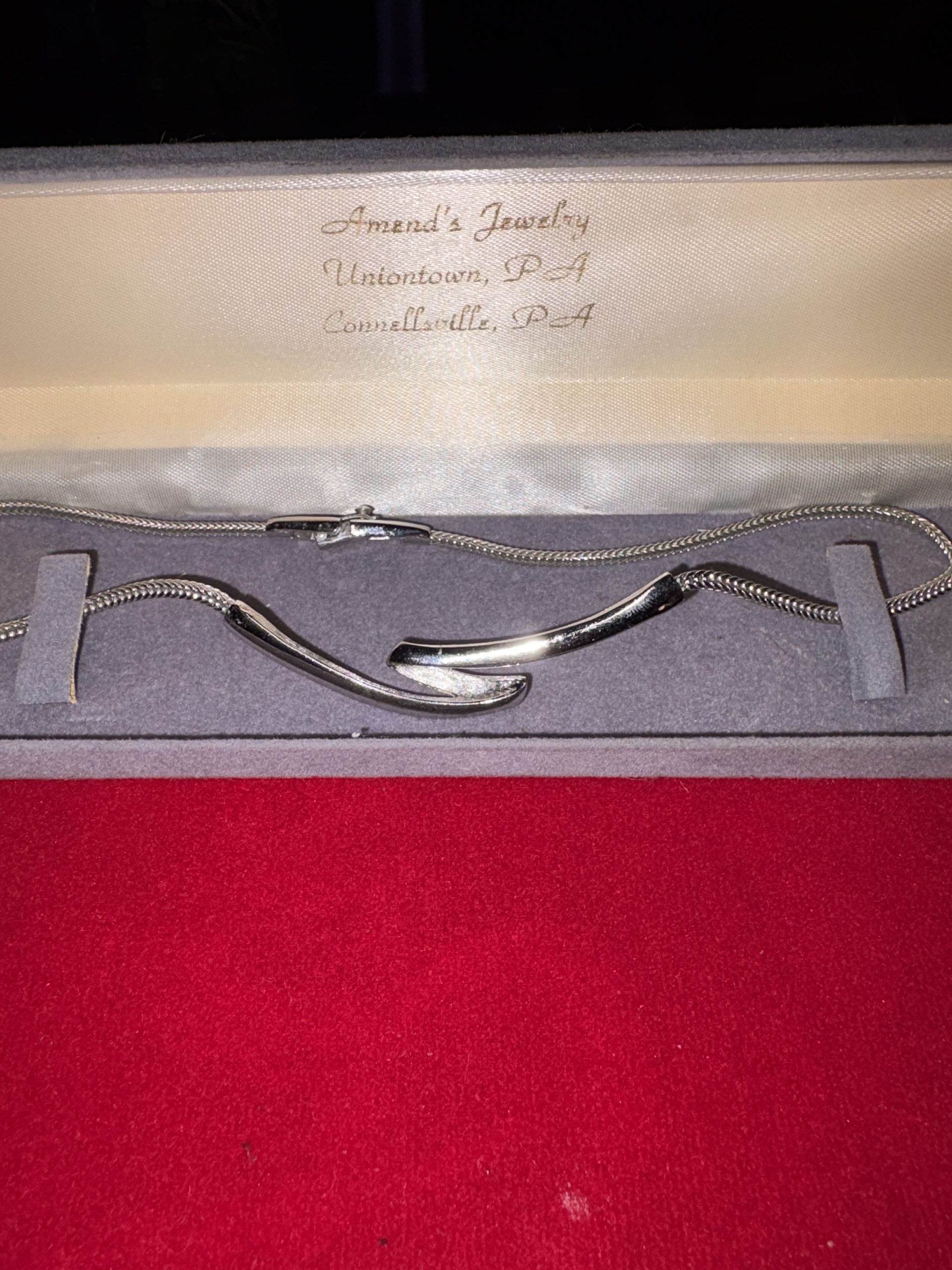Vintage Sterling Silver / Silver-Tone Articulated Abstract Wave Link Necklace from Amend's Jewelry - Image 3